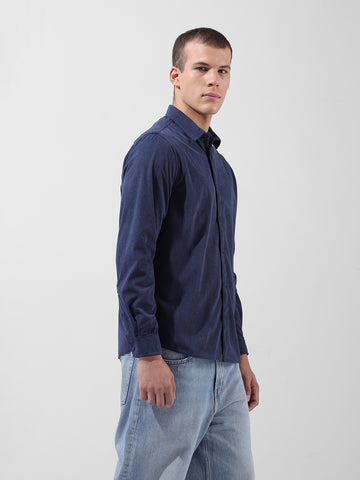 Men's Navy Blue Regular Fit Embroided Patch Shirt