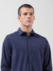 Men's Navy Blue Regular Fit Embroided Patch Shirt