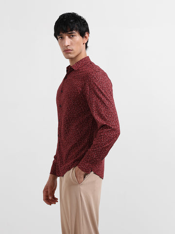 Men's Red Regular Fit Floral Printed Floral Shirt