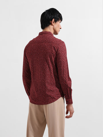 Men's Red Regular Fit Floral Printed Floral Shirt