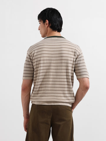 Men's Fawn Oversized Fit Textured Flat Knit T-Shirt