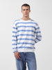 Men's White Oversized Fit Textured Flat Knit Polo Collar T-Shirt