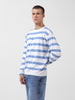 Men's White Oversized Fit Textured Flat Knit Polo Collar T-Shirt