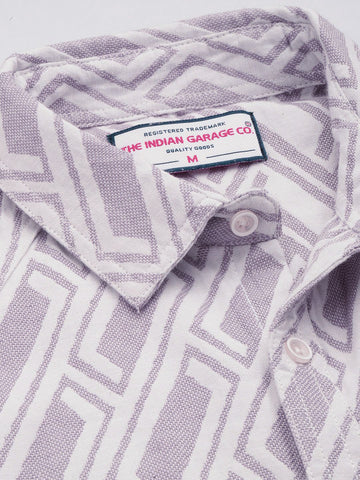 Men's Purple Relaxed Fit Textured Casual Shirt