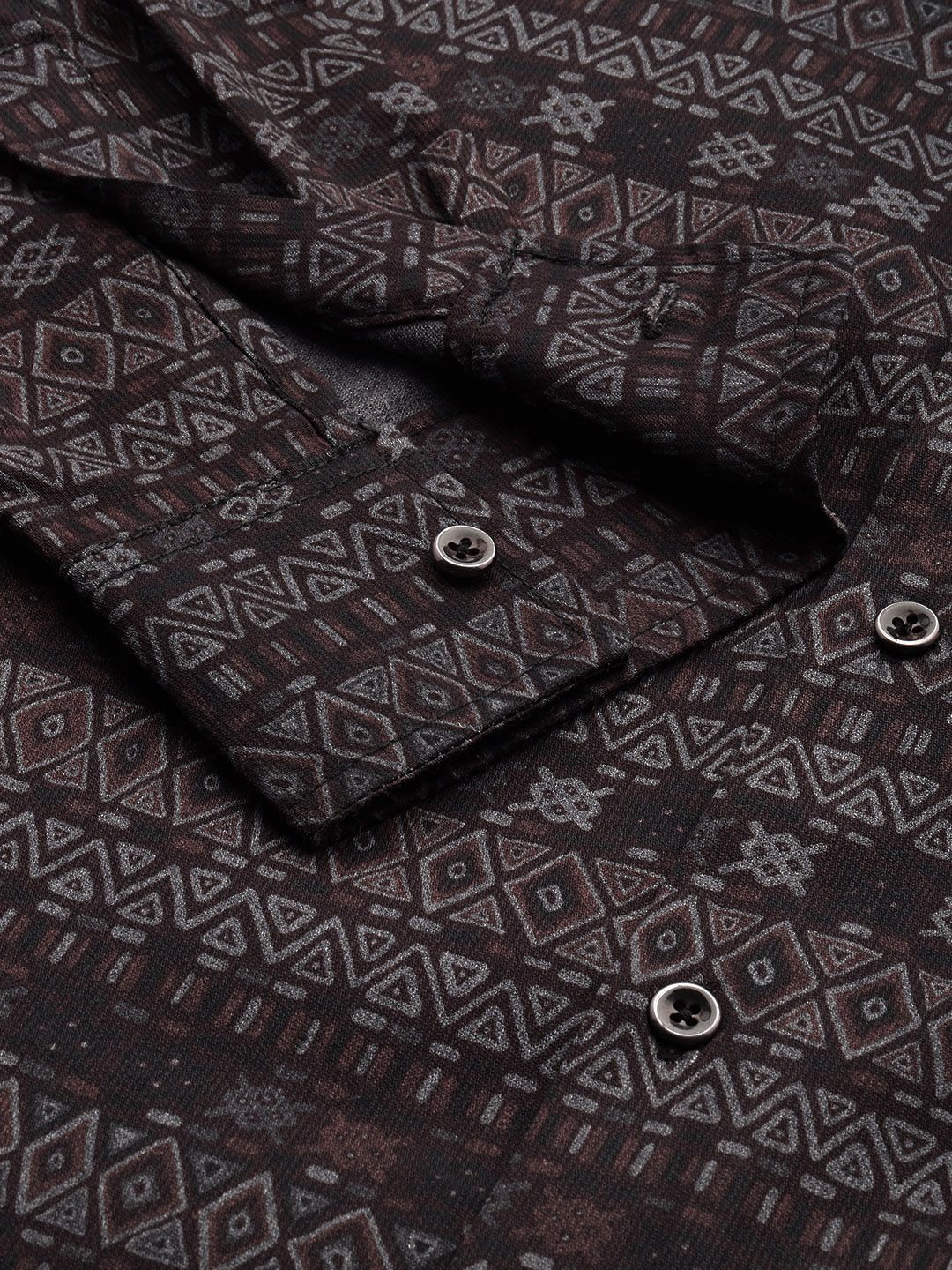 Men's Black Slim Fit Printed Party Wear Shirt
