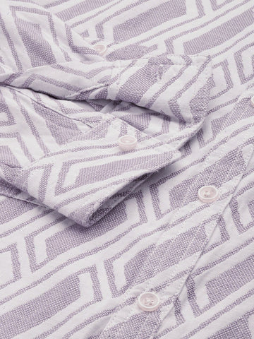 Men's Purple Relaxed Fit Textured Casual Shirt