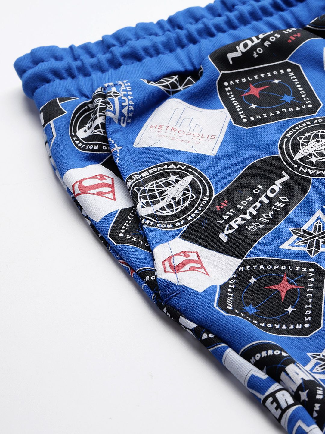 Men's Blue Relaxed Fit Character Superman Printed Shorts