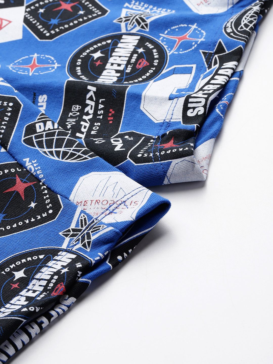 Men's Blue Relaxed Fit Character Superman Printed Shorts