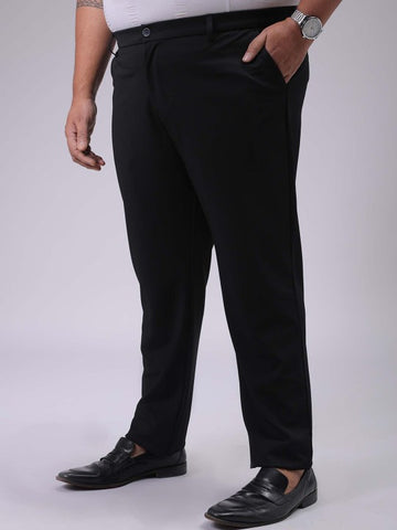 Men's Plus Size Black Regular Fit Solid Chinos