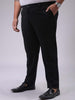 Men's Plus Size Black Regular Fit Solid Chinos