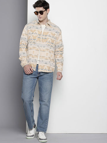 Men's Multicolor Relaxed Fit Textured Casual Shirt