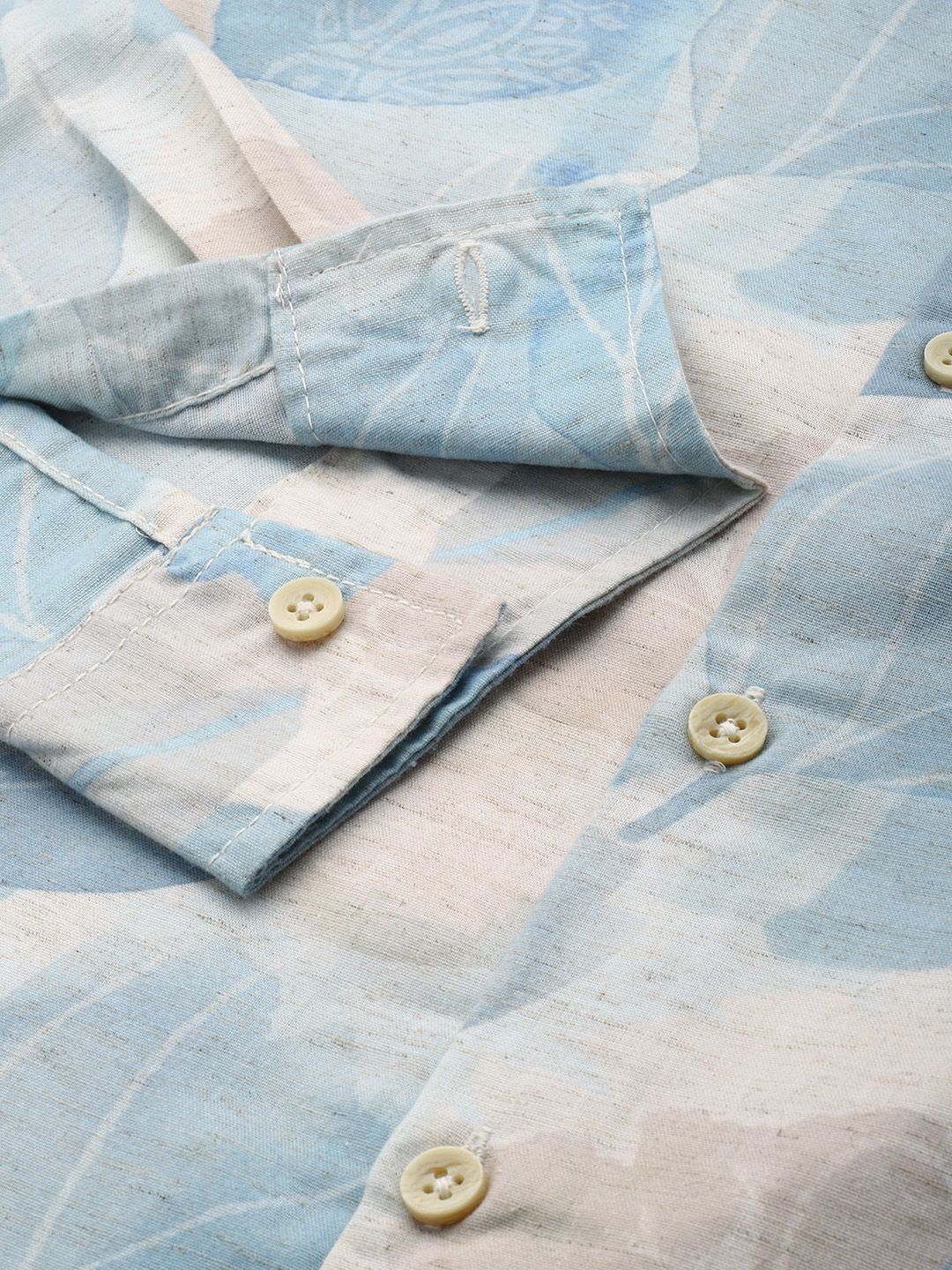 Men's Beige Regular Fit Floral Printed Resort Wear Shirt