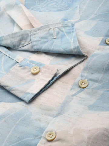 Men's Beige Regular Fit Floral Printed Resort Wear Shirt