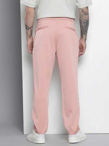 Men's Pink Relaxed Fit Casual Chinos