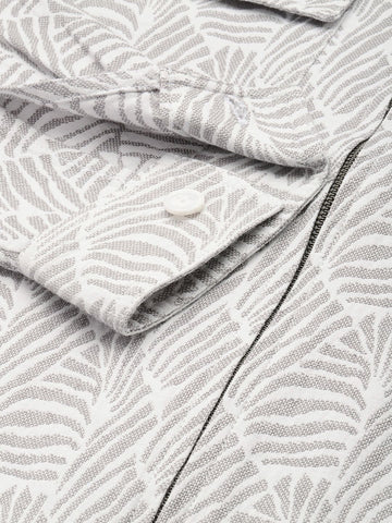 Men's Grey Regular Fit Textured Casual Shirt