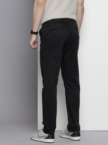 Men's Black Regular Fit Casual Chinos