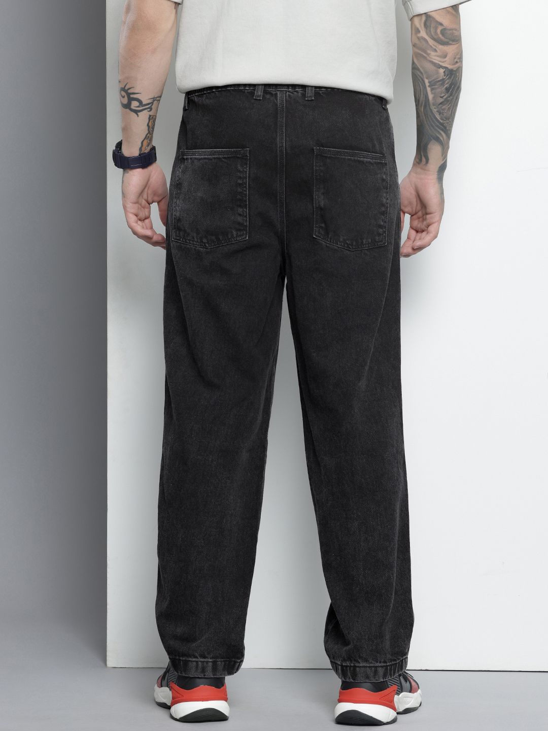 Men's Grey Relaxed Fit Utility Jeans