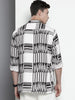 Men's Black Relaxed Fit Printed Resort Wear Shirt