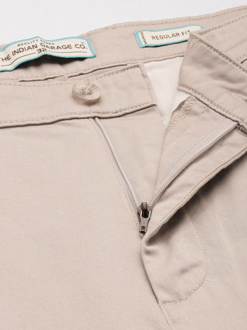 Men's Grey Regular Fit Casual Chinos