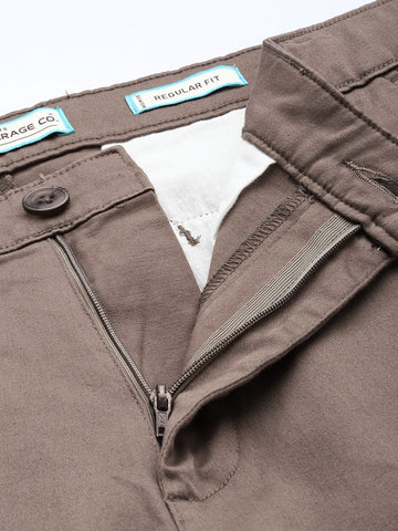 Men's Grey Regular Fit Casual Chinos