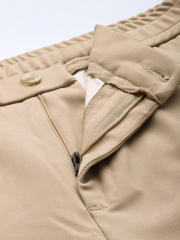 Men's Beige Relaxed Fit Casual Chinos