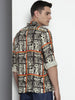 Men's Beige Relaxed Fit Printed Resort Wear Shirt