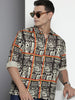 Men's Beige Relaxed Fit Printed Resort Wear Shirt