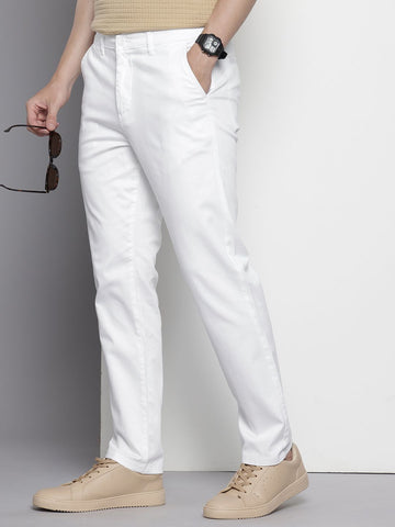 Men's White Regular Fit Casual Chinos