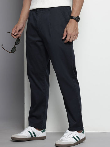 Men's Navy Blue Relaxed Fit Casual Chinos