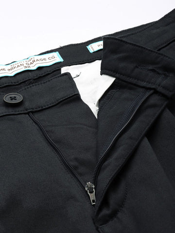Men's Navy Blue Relaxed Fit Casual Chinos