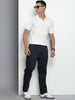 Men's Navy Blue Relaxed Fit Casual Chinos