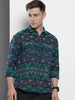 Men's Green Relaxed Fit Textured Casual Shirt