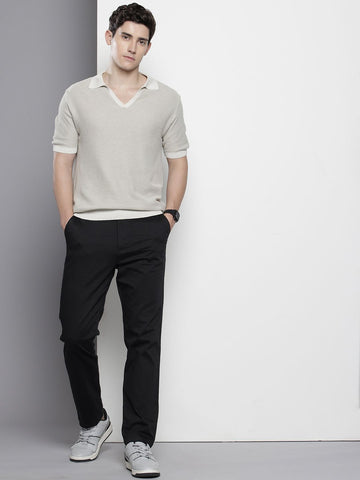 Men's Black Regular Fit Casual Chinos