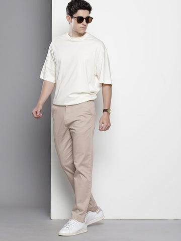 Men's Grey Regular Fit Casual Chinos