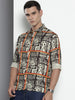 Men's Beige Relaxed Fit Printed Resort Wear Shirt