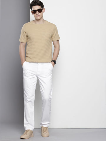 Men's White Regular Fit Casual Chinos