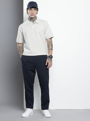 Men's Navy Relaxed Fit Casual Chinos