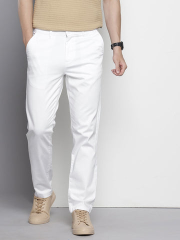 Men's White Regular Fit Casual Chinos