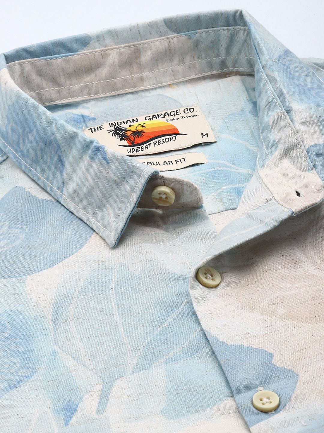 Men's Beige Regular Fit Floral Printed Resort Wear Shirt