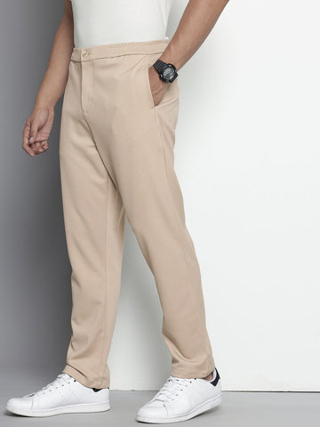 Men's Beige Relaxed Fit Casual Chinos