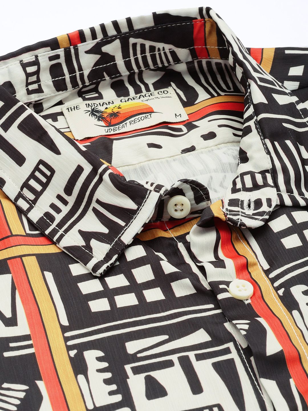 Men's Beige Relaxed Fit Printed Resort Wear Shirt