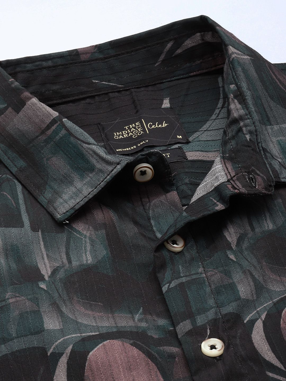 Men's Black Slim Fit Printed Party Wear Shirt