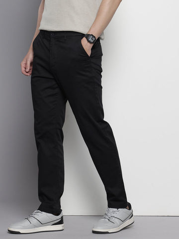 Men's Black Regular Fit Casual Chinos