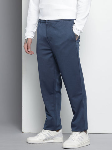 Men's Blue Regular Fit Casual Chinos