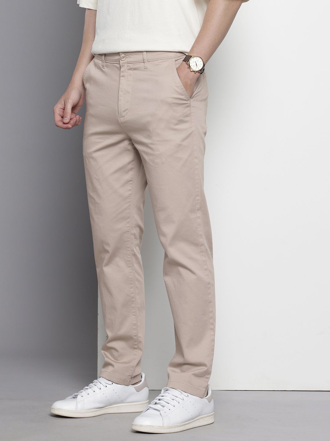 Men's Grey Regular Fit Casual Chinos