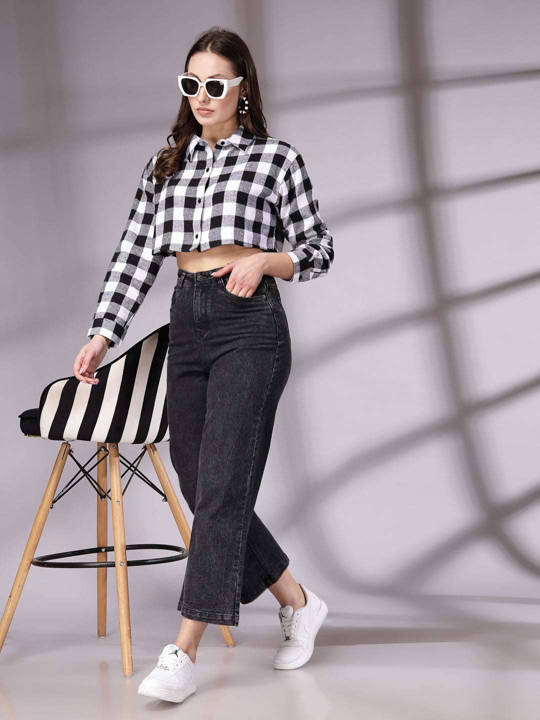 Fashion Black Check Shirt Womens Buy Black Shirts For Women By