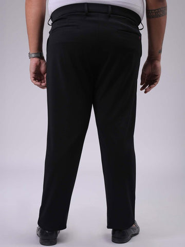 Men's Plus Size Black Regular Fit Solid Chinos