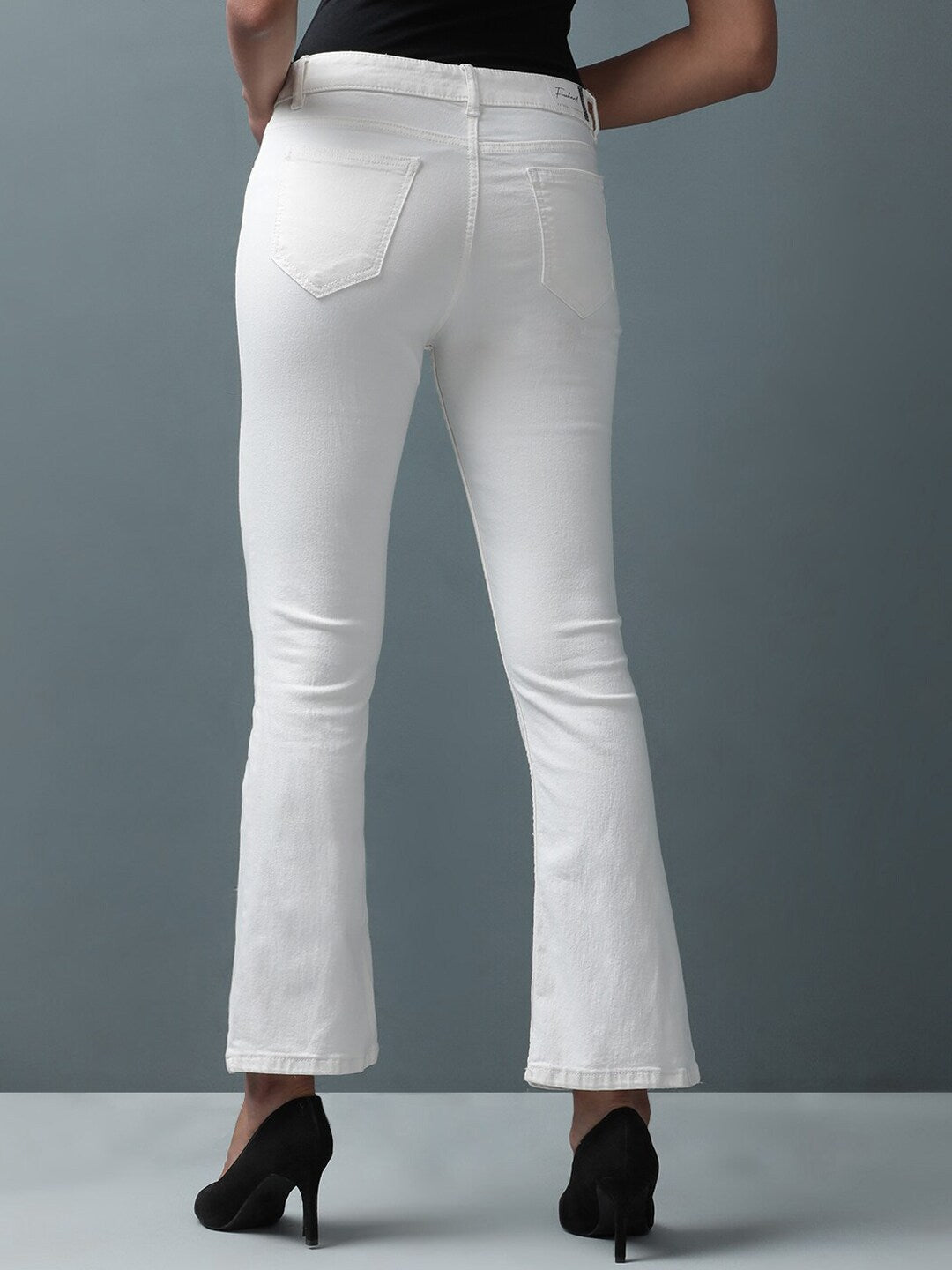 Shop Women Bleached Bootcut Denim Jeans Online.