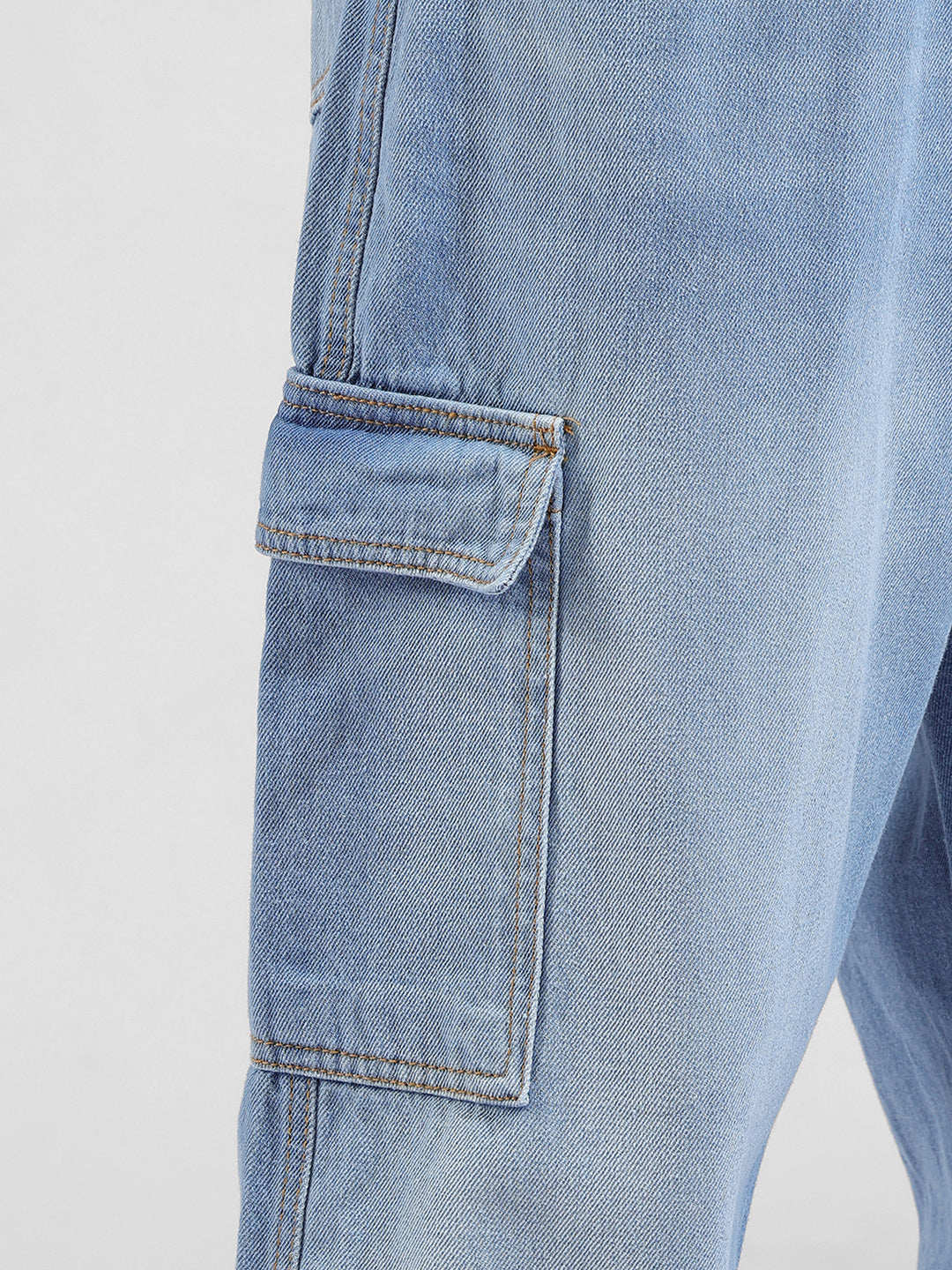 Men's Navy Baggy Solid Mid-Rise Cargo Jeans