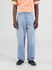 Men's Blue Baggy Solid Mid-Rise Cargo Jeans